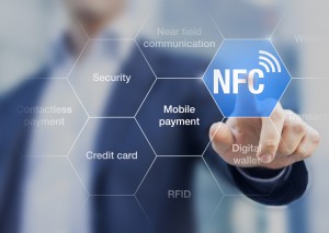 Concept about NFC technology enabling contactless mobile payment